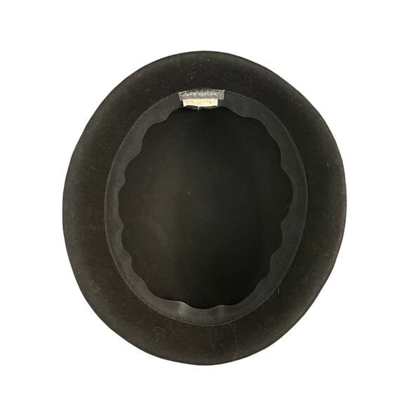 Ann Taylor Black Wool Hat With Patent Leather Trim & Bow Classic Stylish OS - Picture 6 of 7